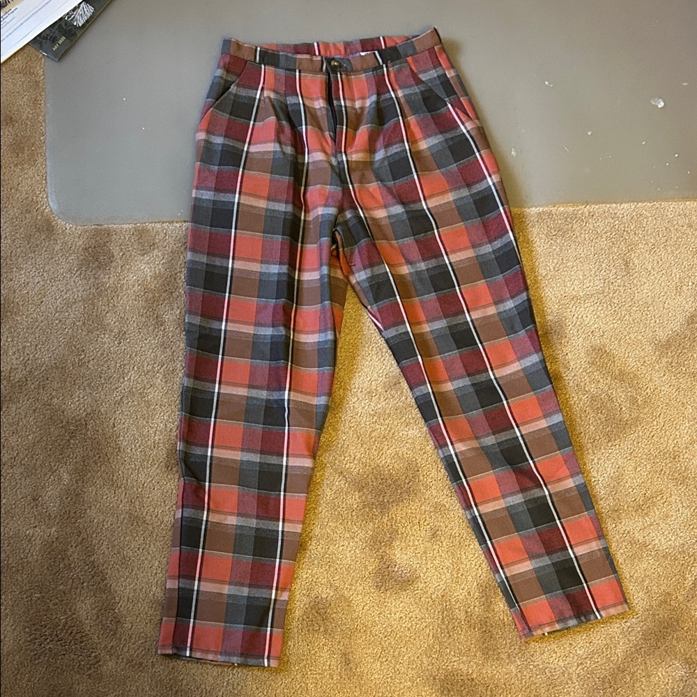Urban Renewal Women's Plaid Trousers - Red, Black, Gray